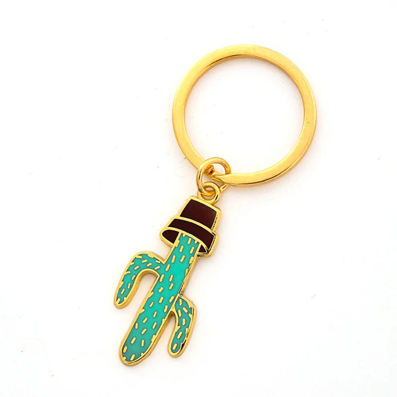 

New keychain Female Cute Keychains Prickly Pear Cactus Gold Key Ring Keychain For A Good Friend Gift 8C1882