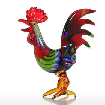 

Tooarts Colorful Rooster Glass Sculpture Home Decor Animal Ornament Gift Art Craft Decoration For Home Office