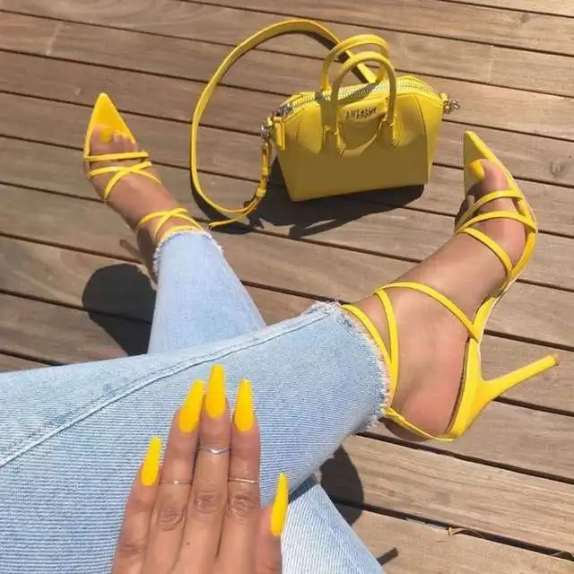 

Explosive sandals new pointed cross with stilettos