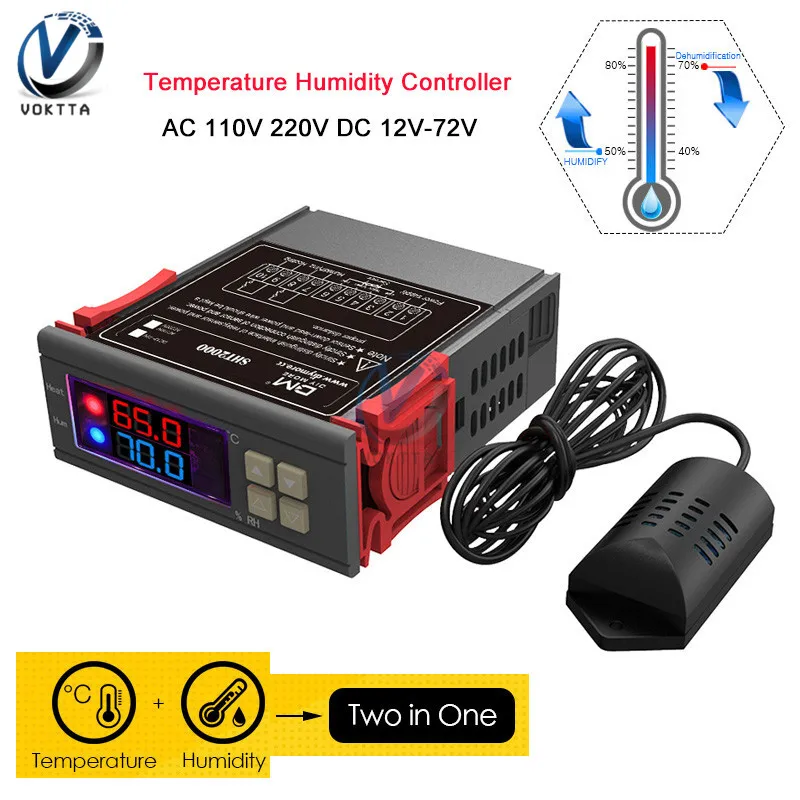 

SHT2000 AC 110V 220V DC 12V 10A Digital Temperature Humidity Controller Home Fridge Thermostat Humidistat Thermometer Hygrometer