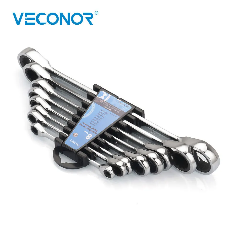 8PCS Double End Ratchet Wrench Set Dual Ratcheting Head Socket Wrench