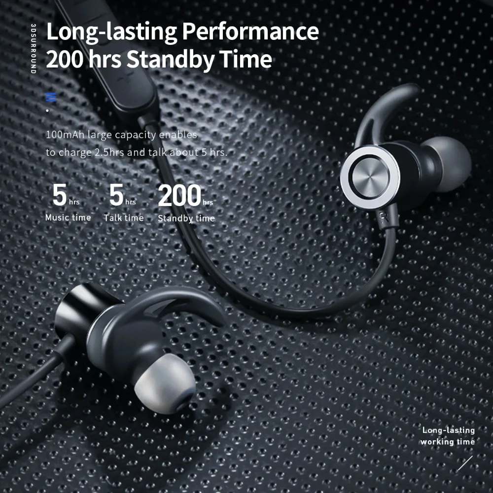 

ROCKSPACE Waterproof IPX67 Bluetooth Wireless Earphones 3D Stereo HiFi Sound Headsets Magnetic For Game With Mic For Phones