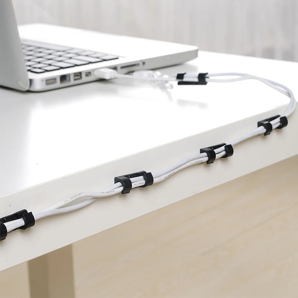 

20Pcs/pack Management Home Office Clamps Desk Wire Holder Self-adhesive Tidy Organize Cords Fasteners Durable Tie Cable Clip