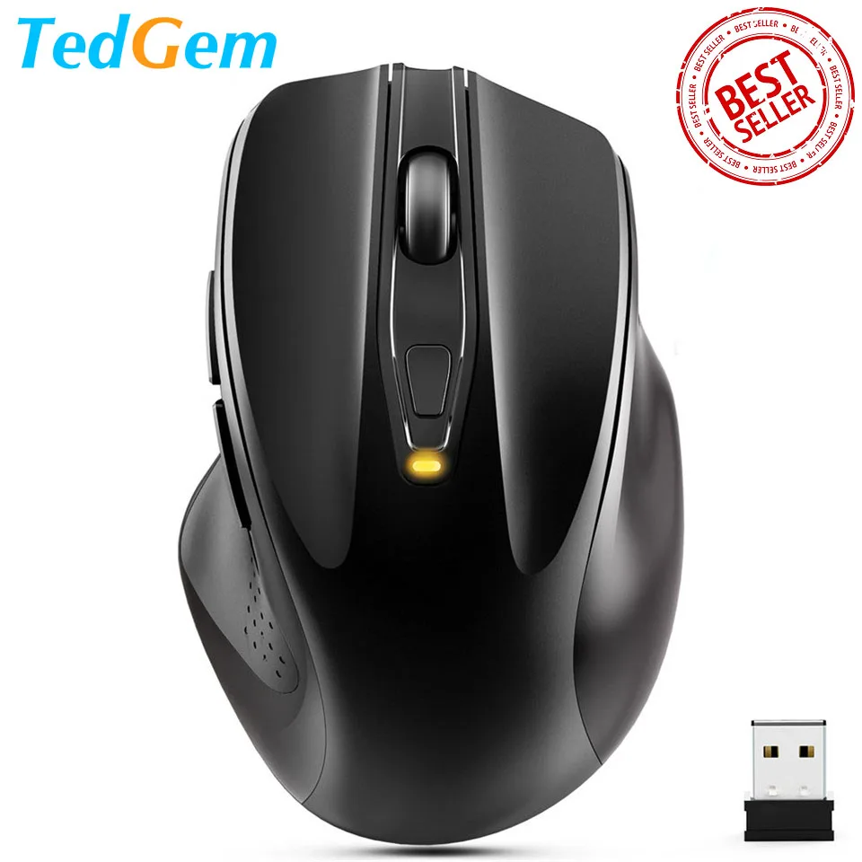 

TedGem Wireless Mouse 2400DPI Adjustable USB 3.0 Receiver Optical Computer Mouse 2.4GHz Ergonomic Energy Saving Laptop PC Mice