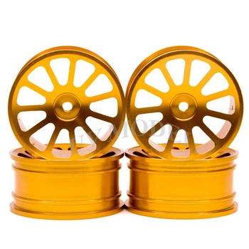 

4 Pcs RC 1:10 On-Road Model Car Racing Aluminum Wheel Rim For HSP D3 D4 XI Yellow Free Shipping