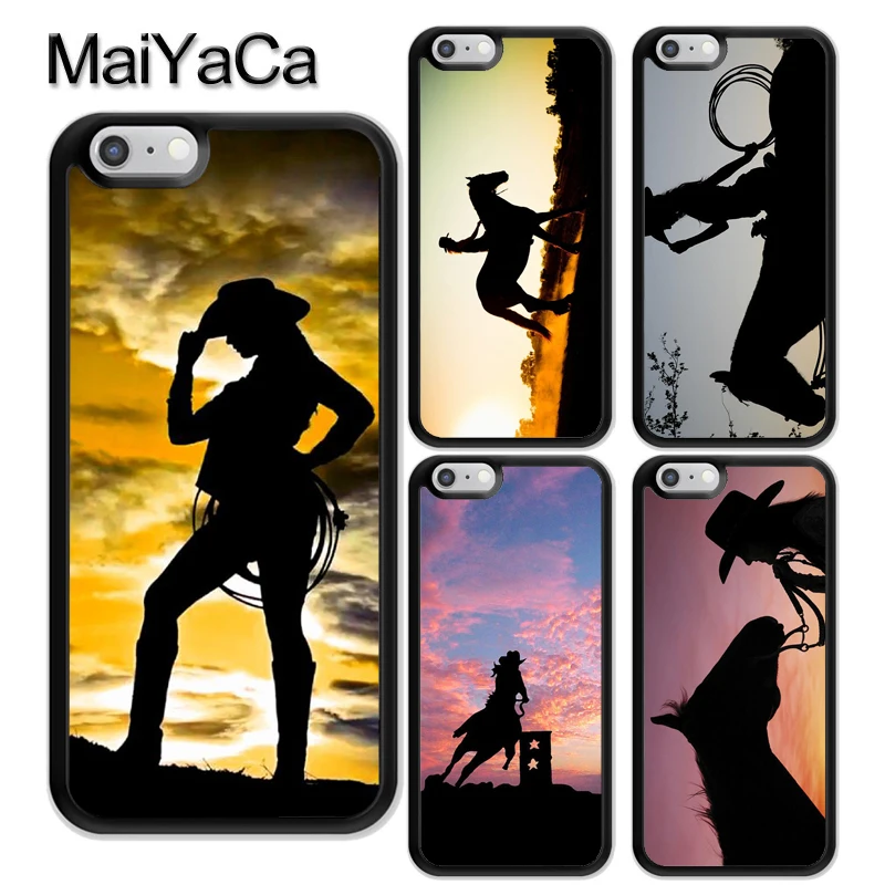

MaiYaCa Sunset Cowgirl Horse Silhouette Soft Rubber Phone Case For iPhone 6 6S 7 8 Plus X XR XS MAX 5S SE Back Cover Shell Coque
