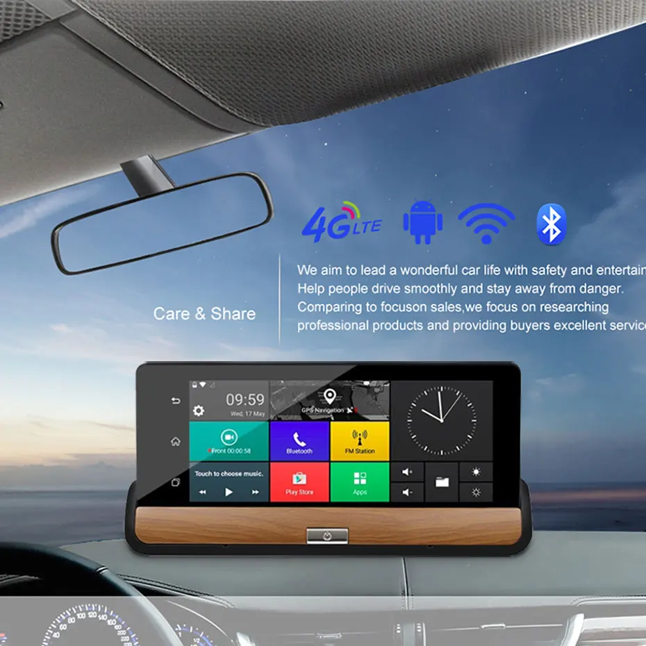 Автомобильный видеорегистратор Olysine 7 дюймов 3G/4G ADAS Wi Fi Android GPS навигация