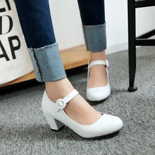 fashion Women Shoes Mary Jane Ladies round toe High Heels White Wedding Shoes Thick Heel Pumps Lady Shoes Black Pink Plus size fashion Women Shoes Mary Jane Ladies round toe High Heels White Wedding Shoes Thick Heel Pumps Lady Shoes Black Pink Plus size