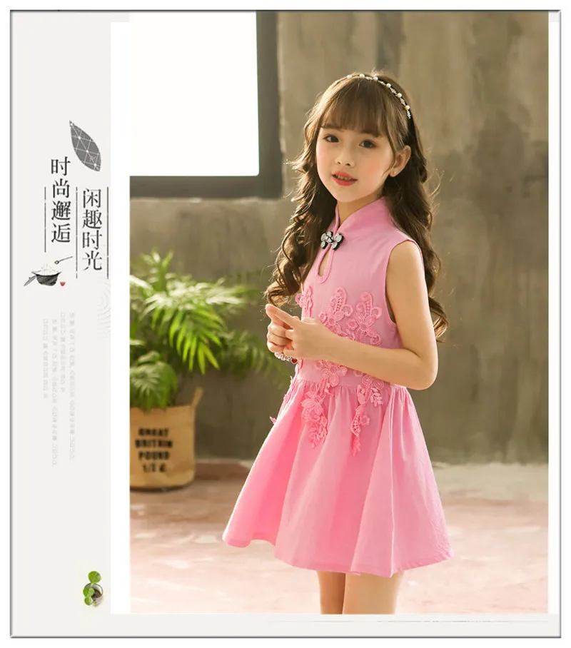 Элегантное платье для маленьких девочек; Vestidos; хлопковый винтажный летний костюм для малышей; детское платье для девочек; Cheongsam; одежда для детей; robe Fille