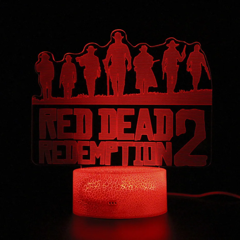 

RDR2 Lamp Red Dead Redemption 2 Game Light Remote Control 3d Table Lamp Led Night Light Projection Lamp