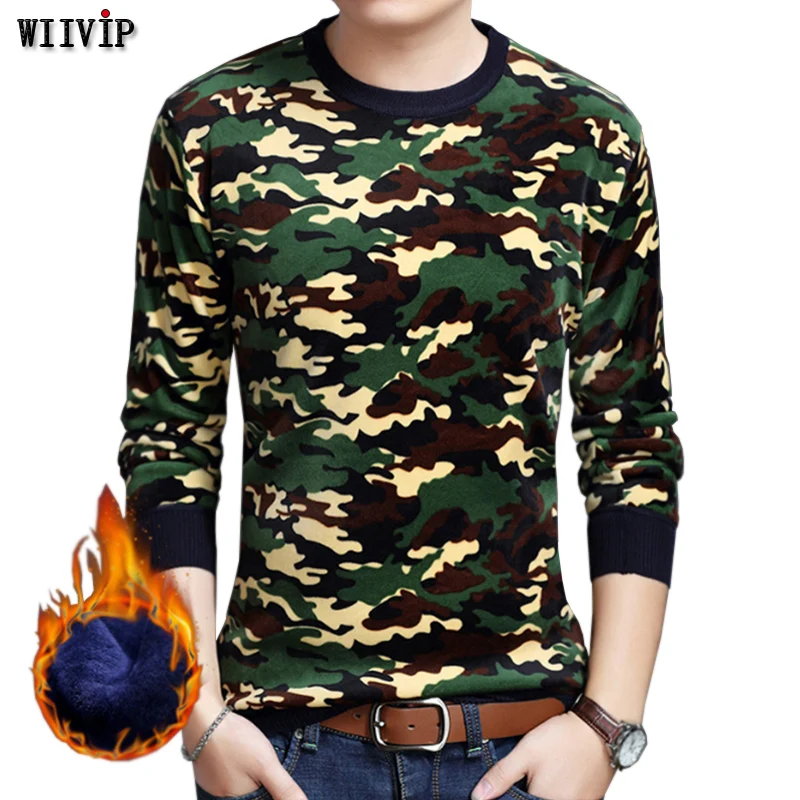 Men Camouflage Sweater 2017 New Autumn Winter Fashion Thick Sweater O