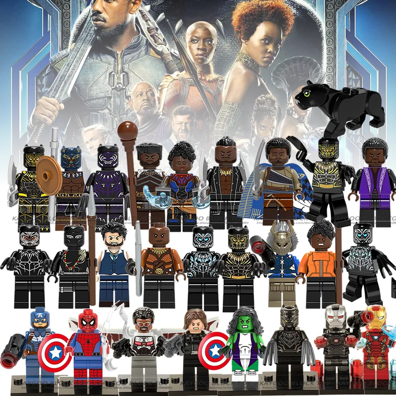 

Legoings Marvel Super Heroes Black Panther Erik Killmonger Shuri Ulysses Klaw Okoye Dolls Building Blocks Kids Toy X0184