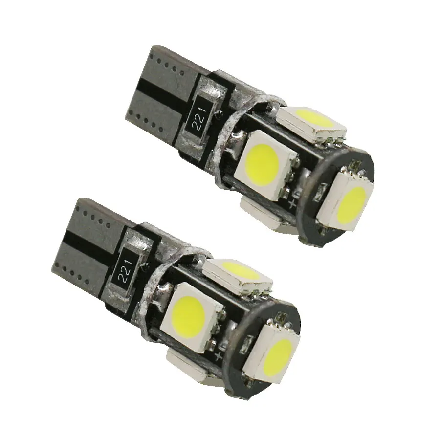 YCCPAUTO 10 шт. T10 Светодиодный лампочки Canbus 194 501 W5W 5050 5SMD автомобильный Светодиодный Маркер светильник габаритный фонарь 12V