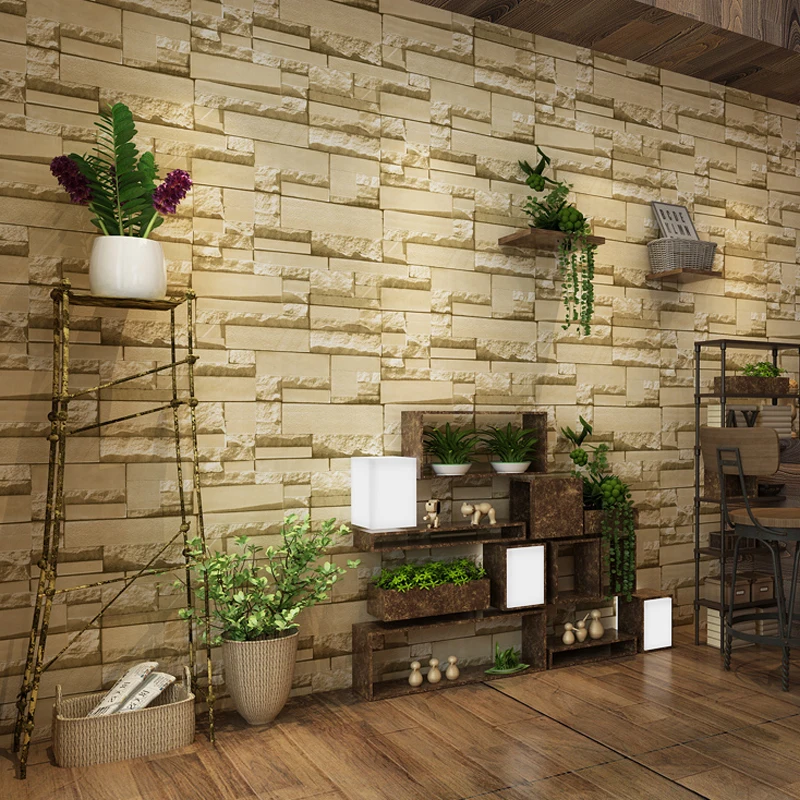 3D Stone Brick Wall Paper Rolls Living Room Bedroom Background Wall