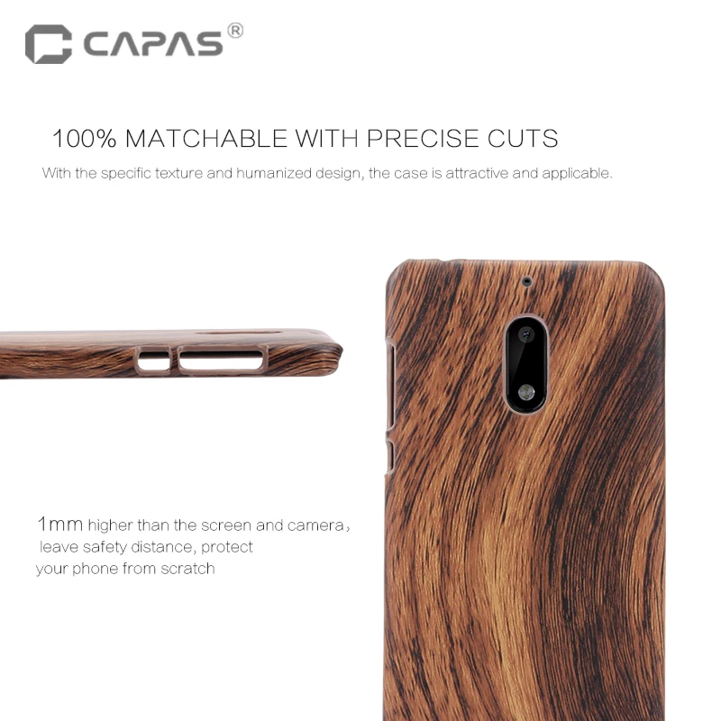 Фирменный чехол CAPAS для Nokia 6, Жесткий Чехол из ПК с рисунком дерева, чехол для телефона Nokia 6, блестящий чехол, задняя крышка, ударопрочный 5,5 дюймов