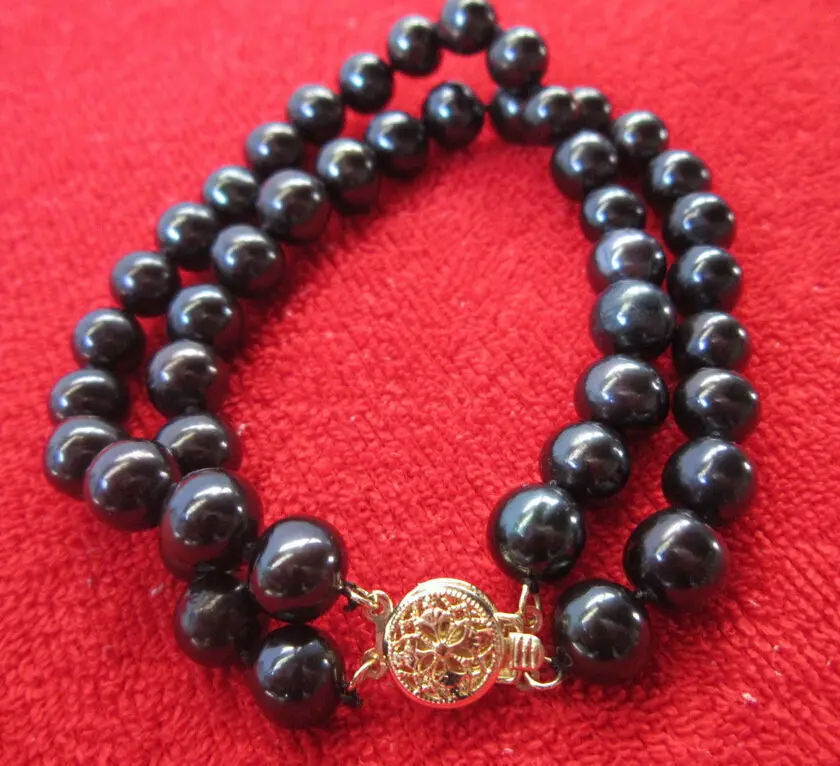 

Shipping >>>> 2 ROW 9-10MM AAA SOUTH SEA TAHITIAN BLACK PEARL BRACELET 7.5" 14K GOLD