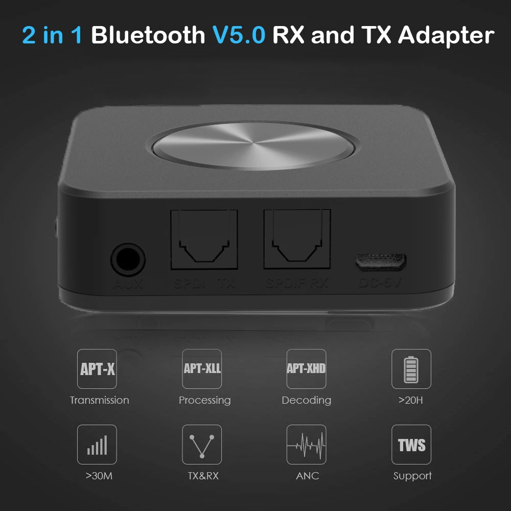 Bluetooth-5.0-Transmitter-and-Receiver-Long-Range-2-in-1-Wireless-3.5mm-Audio-Adapter-Aptx-HD-Low-Latency-A2DP-Optical-SPDIF-RCA-Stereo-Audio-TV-Adapter (4)