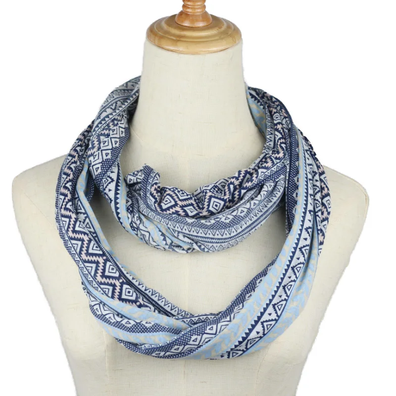 

2019 spring new women ring Scarf Bohemia blue Snood Ring loop Scarves Lady Infinity Scarfs Sping Autumn