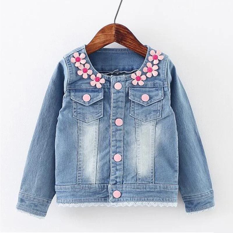 New Autumn Children Embroidery Baby Girls Denim Jacket Kids Clothes