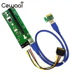 Cewaal синий pci-e PCIe Express Видеокарта 1X к 16X удлинитель USB адаптер Riser анти горения линии расширения для Bitcoin litecoin