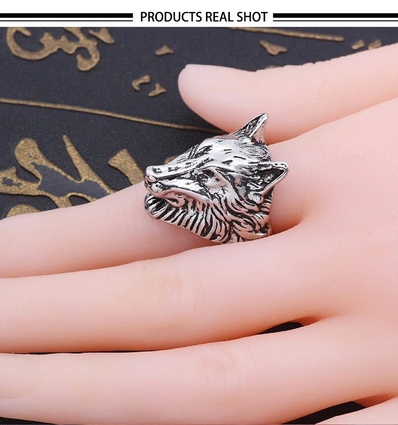 Модное ретро властное мужское кольцо, индивидуальное животное кольцо в виде головы волка для мужчин и женщин, ювелирное изделие из сплава для ночного клуба
