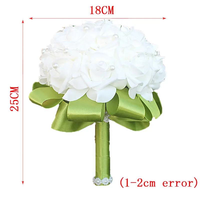 Цена по прейскуранту завода дешевые PE розы с жемчугом для свадьбы цветок шелковая лента невесты букет ручной работы Цветы на продажу W2017P-1
