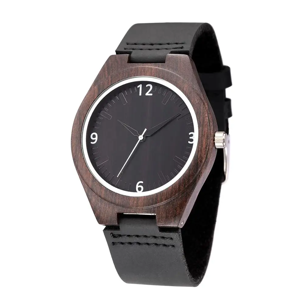WEISIKAI Black Brown Wooden Mens Womens Watches Simple Leather Quartz Movement Watch Casual Dress Wood Dial Durable Wristwatches (14)