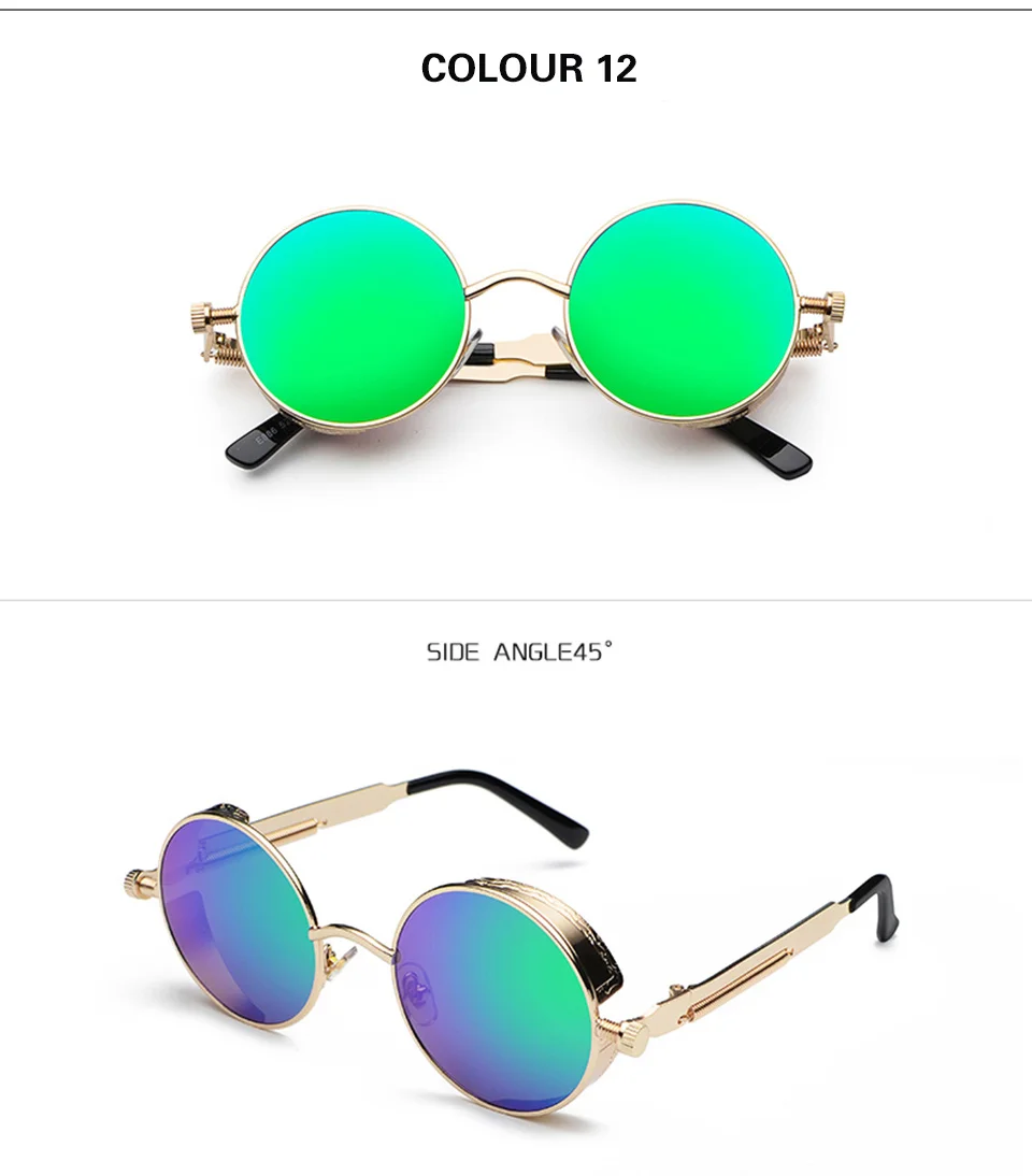 GY Ретро Круглые Солнцезащитные очки для женщин и мужчин модные стимпанк винтажные мужские Солнцезащитные очки женские УФ-защита зеркальные готические очки для мужчин s