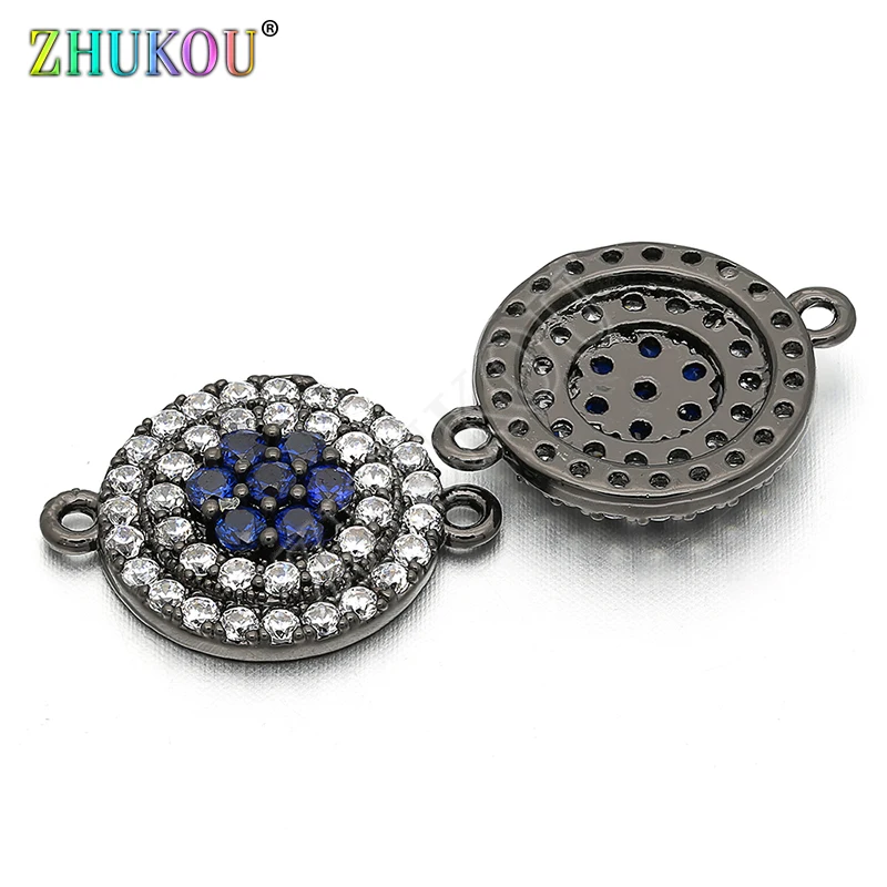 

13mm Micro Pave CZ Round Circle Charms Connector for Diy Jewelry Findings, Hole: 1mm, Model: VS71