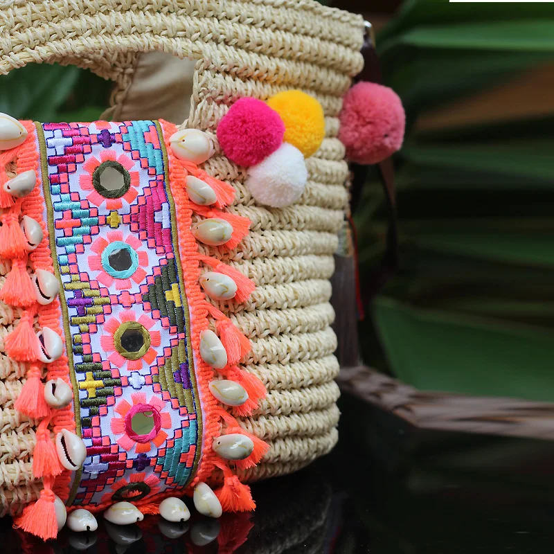 Богемские женские сумки модные тканые ротанга сумки Наси. Хани брендов пляжная сумка