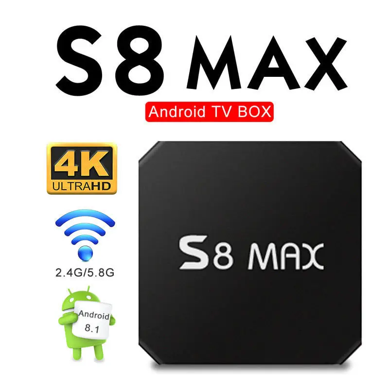 

2019 S8 Max Android 8.1 Bluetooth TV Box HDGB+32GB Core Media Player NEW Home Set tv box Dual Wifi High Performance Equipment