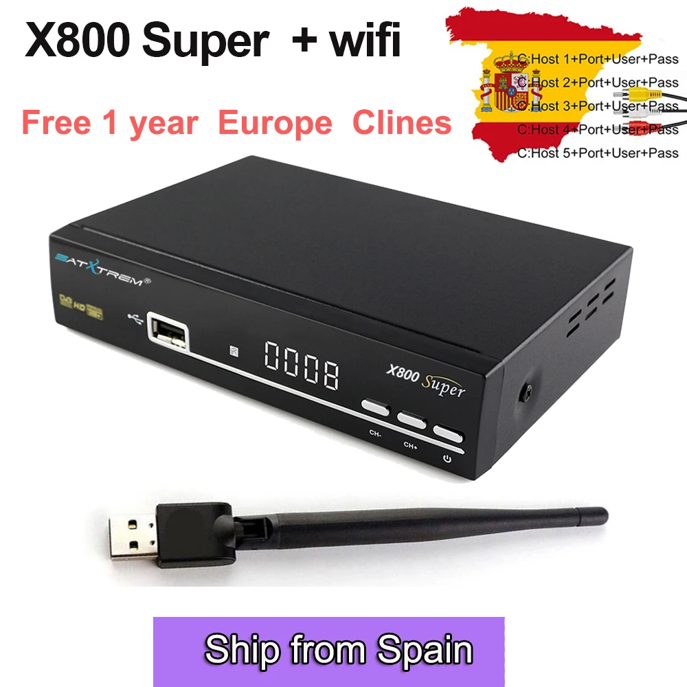 

X800 Super DVB-S/S2 Satellite Receiver with USB WiFi Support Cccamd/biss key H.264 HD 1080P Youtube Rceptor Satellite