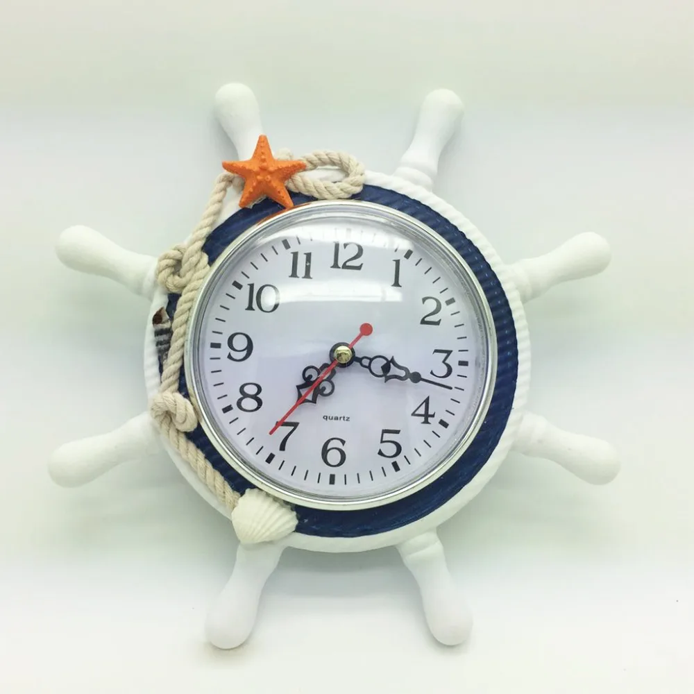 Средиземноморский стиль деревянные часы в форме якоря подвесные настенные часы корабль колесо настольные часы для спальни гостиной Морской Декор