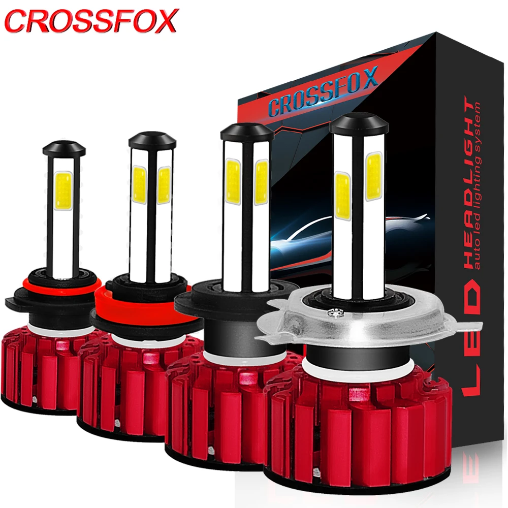 

CROSSFOX Car LED Headlight 12V 6000K H4 H7 H11 9005 9006 9003 HB2 HB3 HB4 LED Light Bulbs 10000LM Auto Lamp 4 Side Super Bright