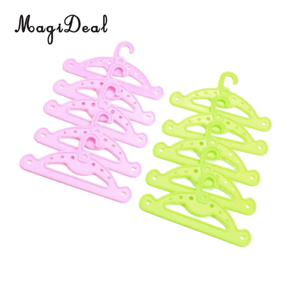 Cute Miniature 10Pcs Plastic Doll Costume Clothing Acc Clothes Hangers for 18 Inch American Doll Children Girls Toys