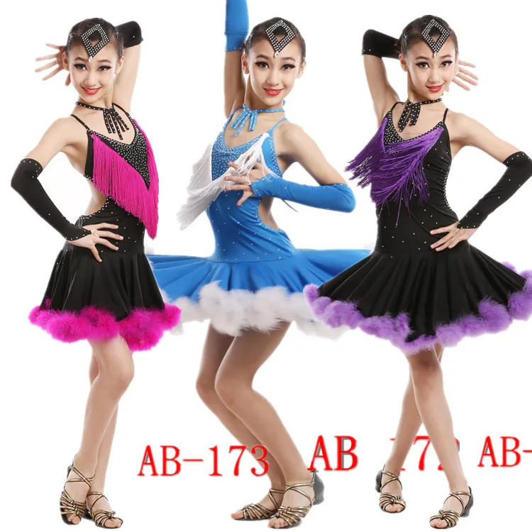 

Performance Women Dance Clothes Salsa Costume Suits Sets Girls Ballroom Competition Latin Skirts Dresses Girls Training School
