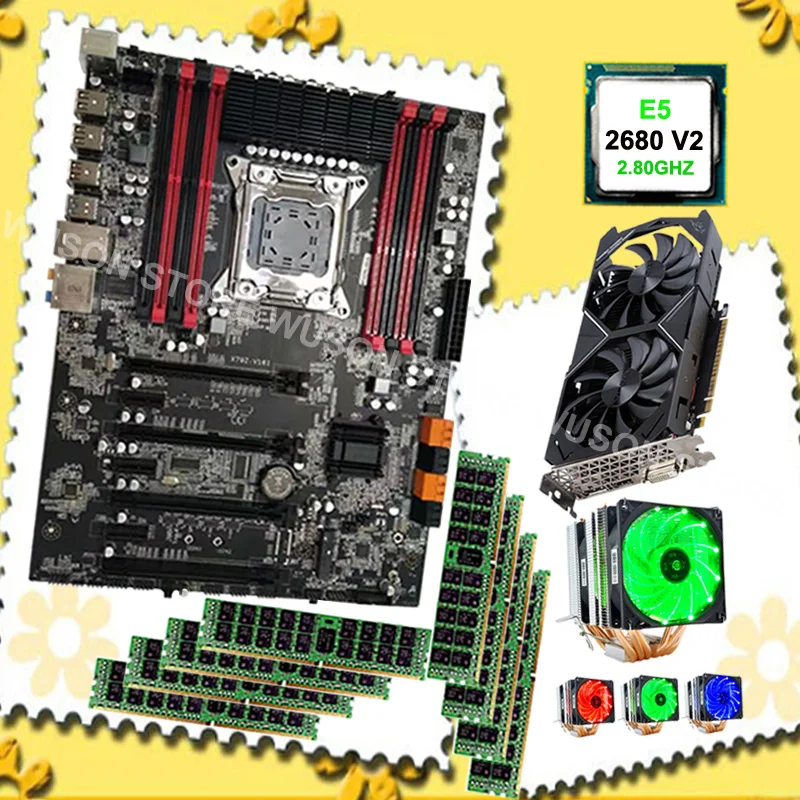#^Special Price Best brand X79 motherboard combo for gaming PC Intel Xeon E5 2680 V2 SR1A6 CPU cooler 8*16G 1600MHz RECC Video card GTX1050Ti 4G #^Special Price Best brand X79 motherboard combo for gaming PC Intel Xeon E5 2680 V2 SR1A6 CPU cooler 8*16G 1600MHz RECC Video card GTX1050Ti 4G