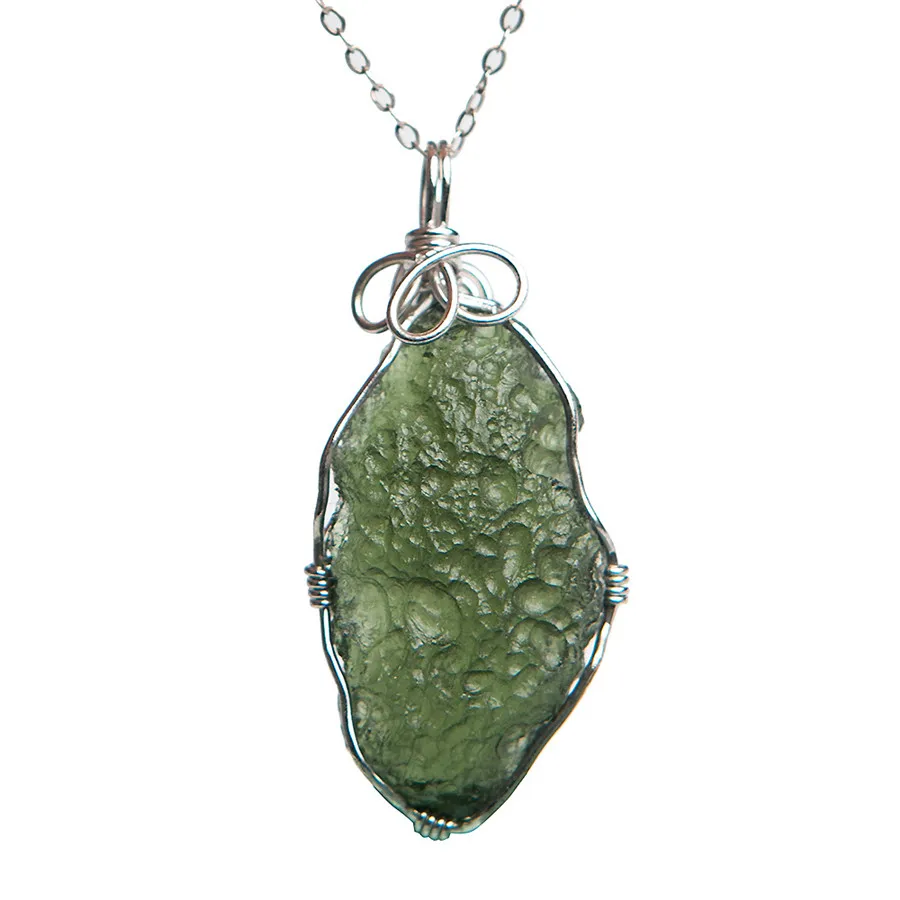 Прямая поставка подлинный зеленый натуральный кулон Moldavite драгоценные камни