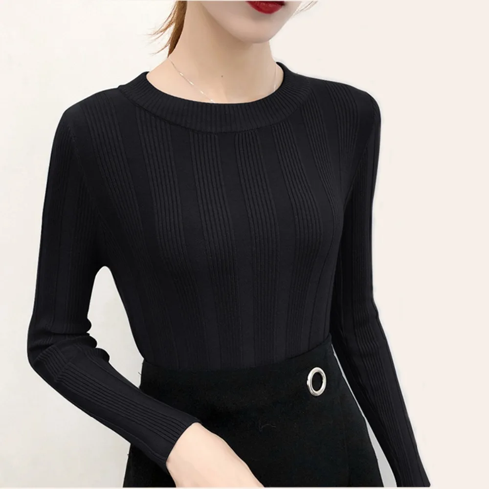 High Elastic Solid O Neck Sweater Women Slim Fashion Knitted Pullovers Female Solid Color Bottoming 2018 Fall Winter Sexy Hight