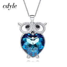 Cdyle, colgantes en forma de búho para mujer, collares adornados con joyas de cristal, moda Chic, Vintage, Azul, Morado