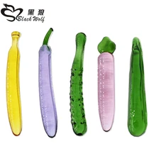 Black wolf Female Masturbator Realistic vegetables design glass dildo glass huge G-spot crystal dildos Anal toys Dil841901