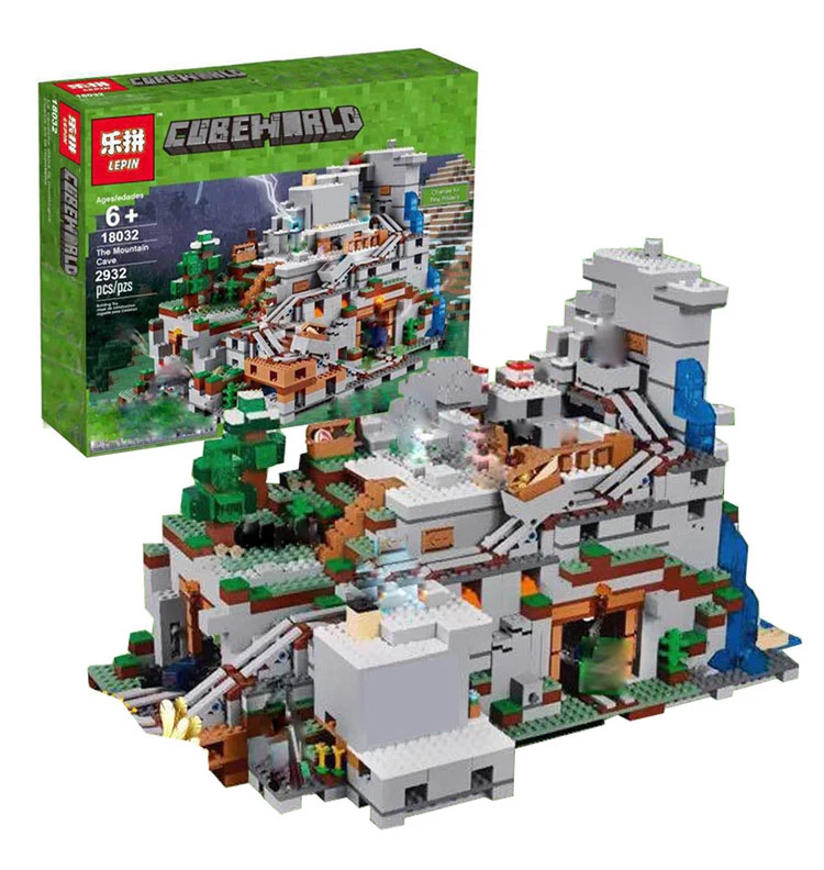 

Model Building Kit Blocks Bricks Miniecraft 2932pcs The Mountain Cave My worlds 18032 Compatible with lego 21137