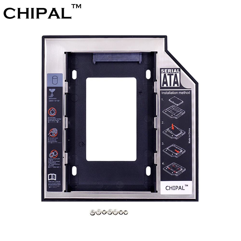 

CHIPAL Aluminum Plastic Optibay 2nd HDD Caddy 9.5mm SATA 3.0 for 2.5 Inch SSD DVD CD-ROM Enclosure Adapter Hard Disk Drive Case