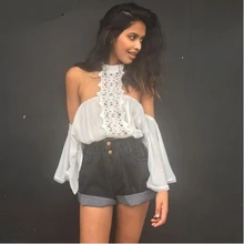 2017 new spring hanging neck Lace Chiffon shirt retro palace wrapped chest jacket