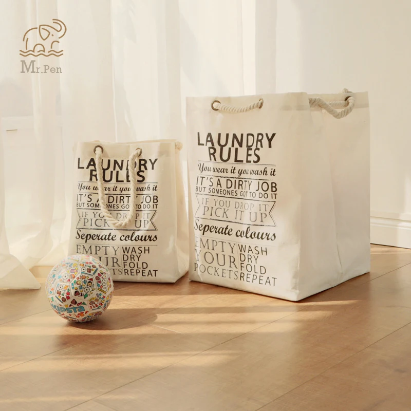 

New Office Letter Printing Magazine Book Organizer Toy Storage Bag Dirty Hamper Cotton Linen Large Shopping Bag Totes for Women