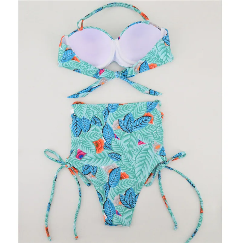Women's Print Swimwear Sexy Two-Piece Swimwear Swimsuit Bikini Swimsuit Beachwear Off shoulder swimsuit Bra set R22 (6)