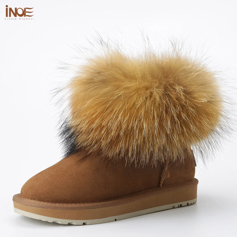Женские зимние ботильоны из овечьей кожи с лисьим мехом|boots u2|boots leather for womenboots snow