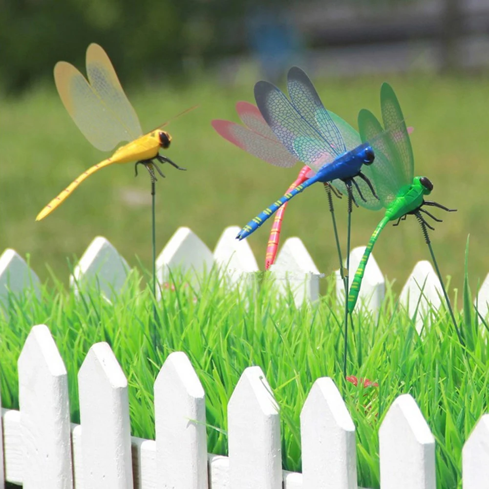 Новый Прекрасный Красочные Фея моделирование Стрекоза на палке орнамент домашний сад ваза газон книги по искусству Craft Декор
