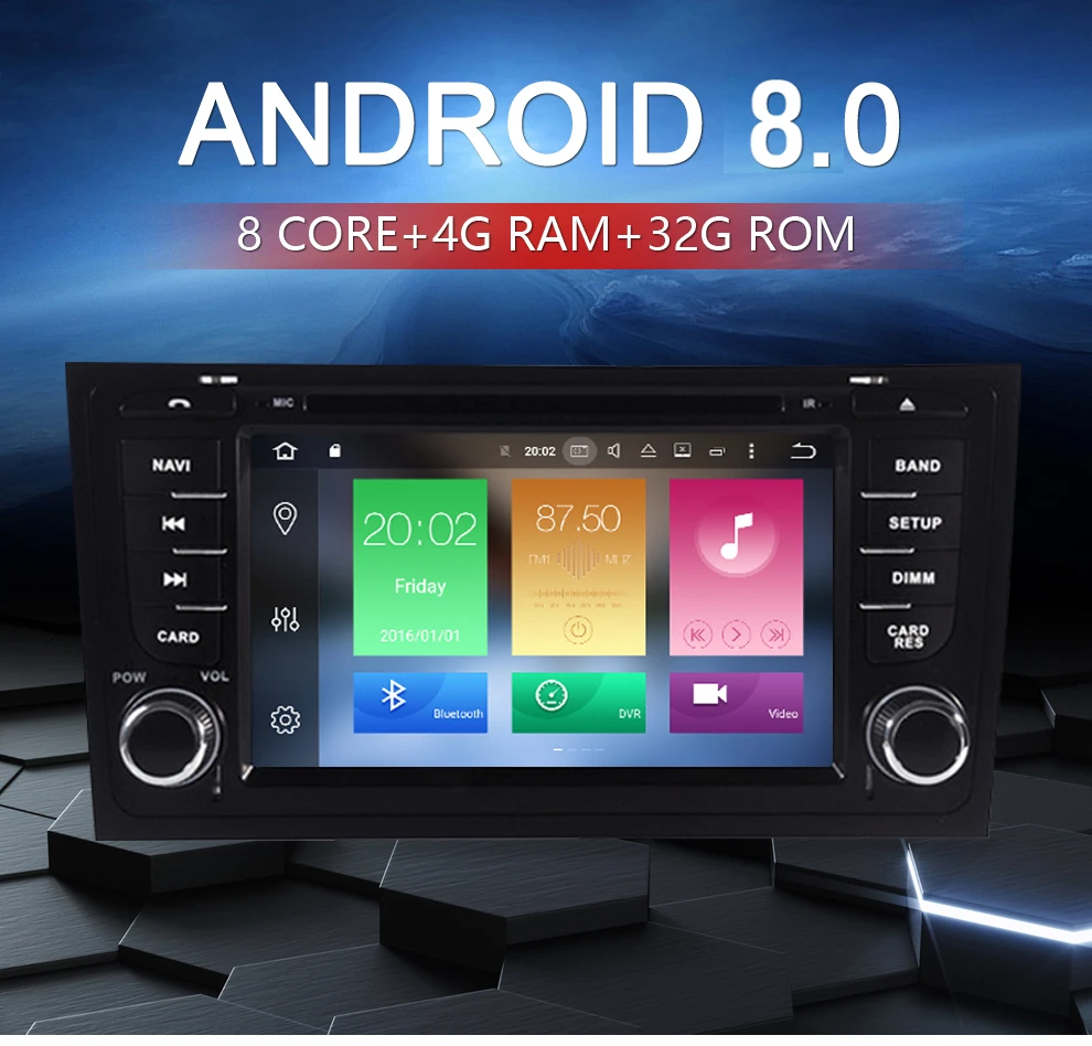 Perfect Autoradio 4G RAM Android 8.0 Car DVD Player For AUDI A6 S6 RS6 1997+ Stereo 2 Din audio radio GPS Navigation FM WiFi Multimedia 1