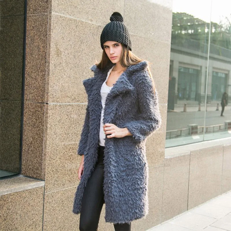 2019 Autumn Winter Women Jacket New High-end Coat Elegant Lamb Wool Long-sleeved Jacket Lapel Furry Ladies Long Casual Outerwear 2019 Autumn Winter Women Jacket New High-end Coat Elegant Lamb Wool Long-sleeved Jacket Lapel Furry Ladies Long Casual Outerwear
